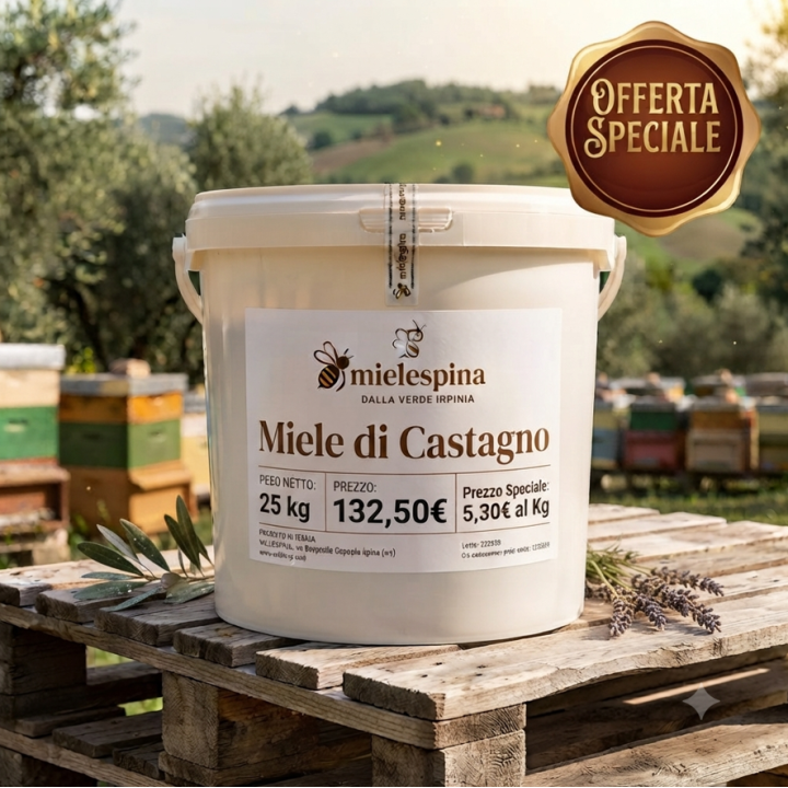 Fusto di Miele di Castagno da 25 Kg - Miele artigianale irpino - 100% italiano